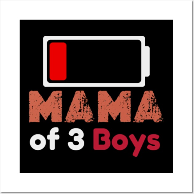 Mom of 3  Boys Shirt Gift from Son Mothers Day 2024 Birthday Women Wall Art by graphicaesthetic ✅